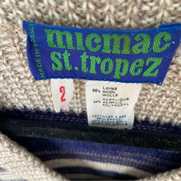 Vintage '60s Micmac St Tropez Wool Bell Sleeve Cardigan Sweater size Medium - Picture 5 of 10